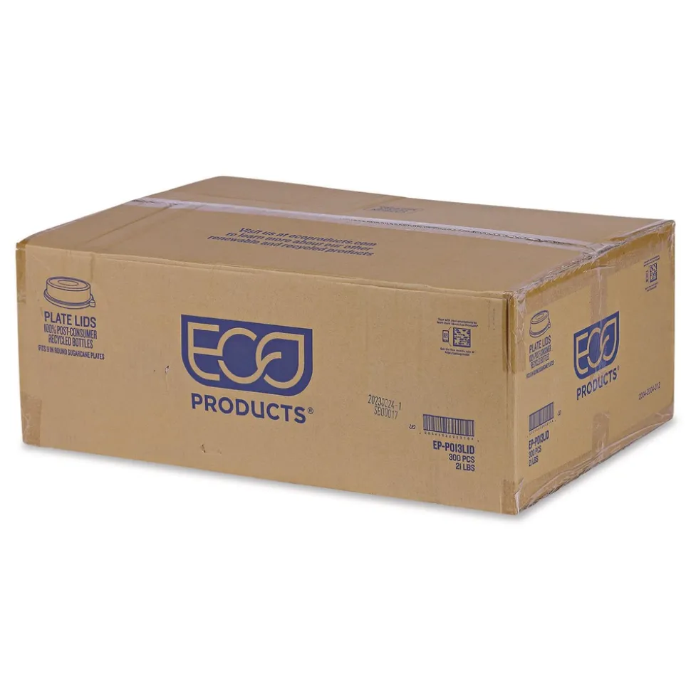 Eco-Products EP-P013LID 9 in. x 1.5 in. 100 Percent Recycled Content Round Plastic Plate Lids - Clear (300/Carton)