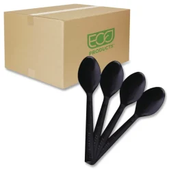 Eco-Products EP-S113 6 in. 100 Percent Recycled Content Spoon - Black (1000/Carton)