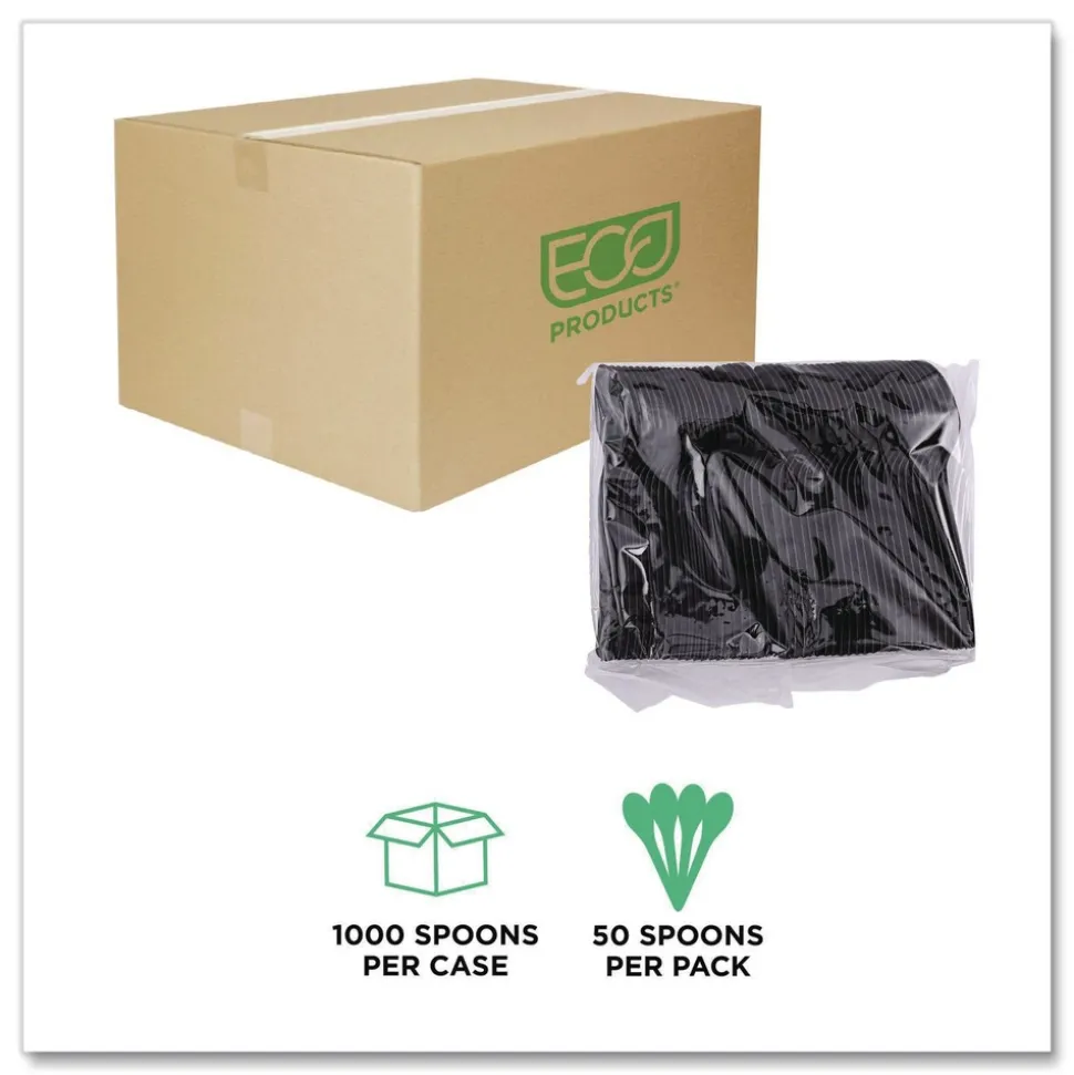 Eco-Products EP-S113 6 in. 100 Percent Recycled Content Spoon - Black (1000/Carton)