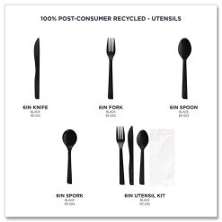 Eco-Products EP-S113 6 in. 100 Percent Recycled Content Spoon - Black (1000/Carton)