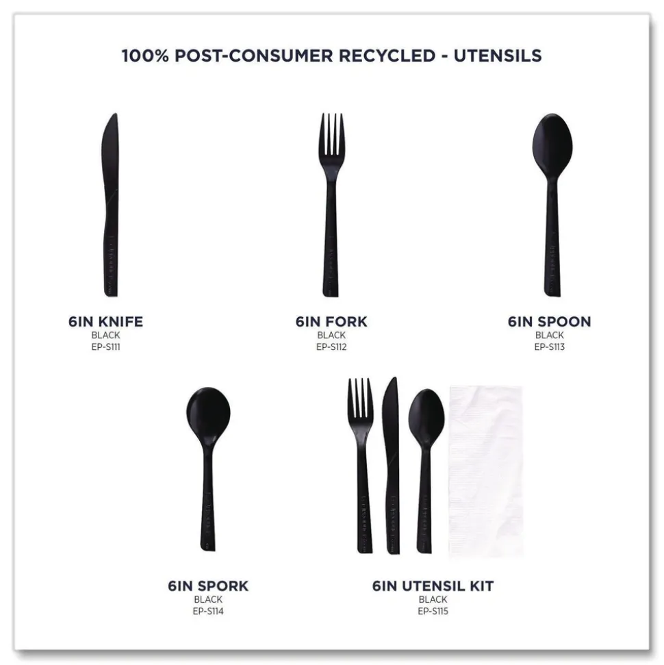 Eco-Products EP-S113 6 in. 100 Percent Recycled Content Spoon - Black (1000/Carton)