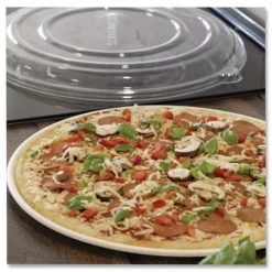 Eco-Products EP-SCPTR16LIDR 16 in. x 16 in. x 0.2 in. 100 Percent Recycled Content Plastic Pizza Tray Lids - Clear (50/Carton)