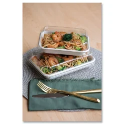 Eco-Products EP-SCRC16LID WorldView 7.5 in. x 5 in. x 1.6 in. Plastic 100 Percent Recycled Content Lid - Clear (400/Carton)