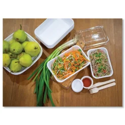 Eco-Products EP-SCRC16LID WorldView 7.5 in. x 5 in. x 1.6 in. Plastic 100 Percent Recycled Content Lid - Clear (400/Carton)
