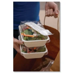 Eco-Products EP-SCRC16LID WorldView 7.5 in. x 5 in. x 1.6 in. Plastic 100 Percent Recycled Content Lid - Clear (400/Carton)