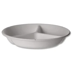 Eco-Products EP-SCR93NFA Vanguard 28 oz. 3-Compartment Bowl Renewable and Compostable Sugarcane Containers - White (400/Carton)