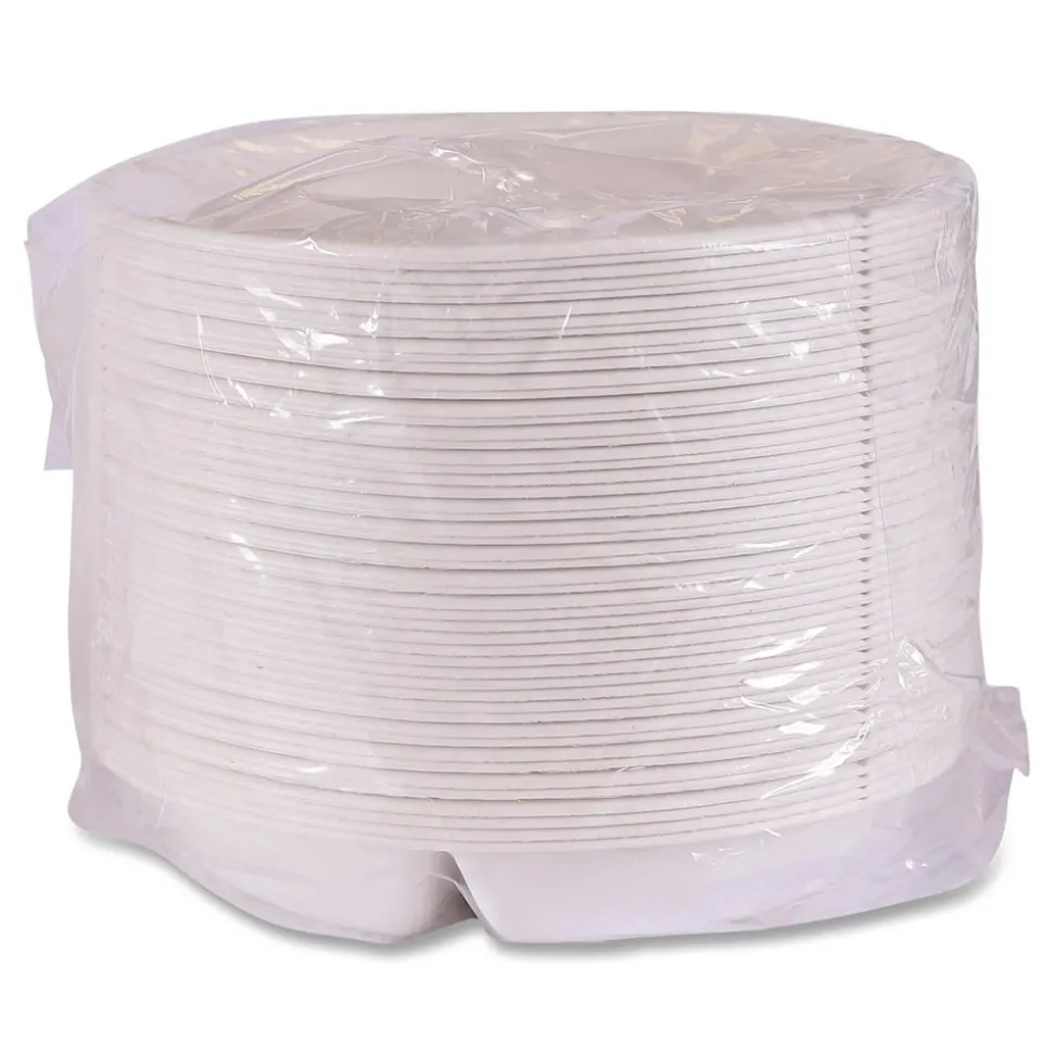 Eco-Products EP-SCR93NFA Vanguard 28 oz. 3-Compartment Bowl Renewable and Compostable Sugarcane Containers - White (400/Carton)