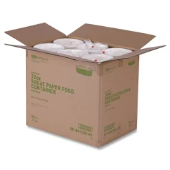 Eco-Products GreenStripe 7.28 in. Diameter x 2.48 in. 32 oz. Paper Food Containers - White (300/Carton)