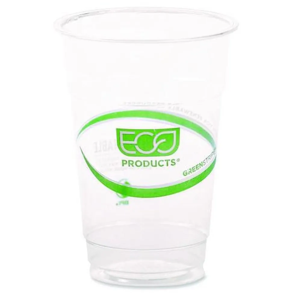 Eco-Products GreenStripe 10 oz. Plastic Cold Cups - Clear (1000/Carton)