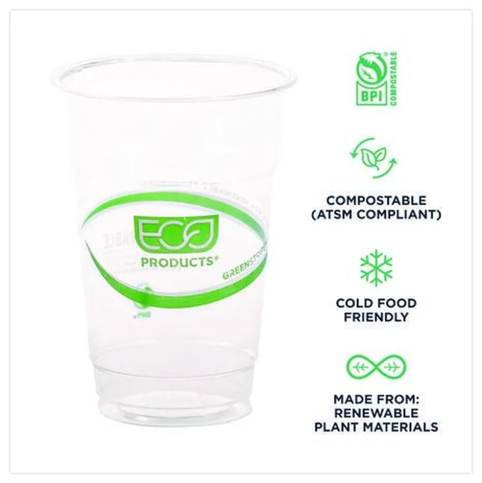 Eco-Products GreenStripe 10 oz. Plastic Cold Cups - Clear (1000/Carton)