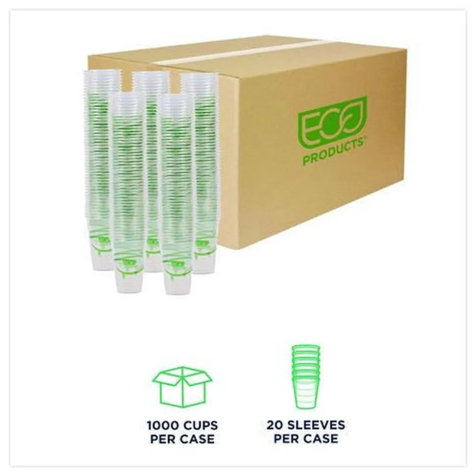 Eco-Products GreenStripe 10 oz. Plastic Cold Cups - Clear (1000/Carton)