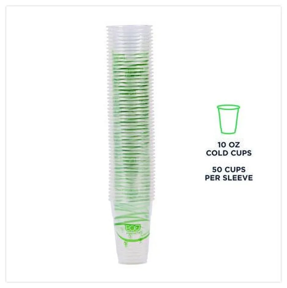 Eco-Products GreenStripe 10 oz. Plastic Cold Cups - Clear (1000/Carton)