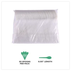 Eco-Products Plantware Compostable Heavyweight Plastic Soup Spoon - White (1000/Carton)