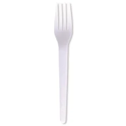 Eco-Products Plantware CPLA Cutlery Fork - White (1000/Carton)