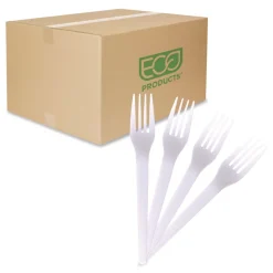 Eco-Products Plantware CPLA Cutlery Fork - White (1000/Carton)