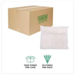 Eco-Products Plantware CPLA Cutlery Fork - White (1000/Carton)