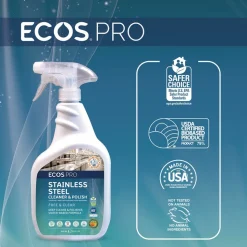 ECOS PRO 32 oz. Stainless Steel Cleaner and Polish Spray Bottle - Free and Clear Scent (6/Carton)