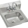 Elkay 16-3/4 in. x 15-1/2 in. x 13 in. Single Bowl Wall Hung Handwash Sink Kit - Stainless Steel