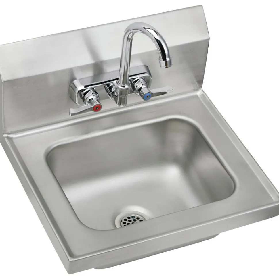 Elkay 16-3/4 in. x 15-1/2 in. x 13 in. Single Bowl Wall Hung Handwash Sink Kit - Stainless Steel
