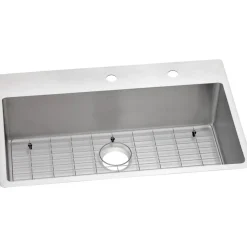 Elkay (1-Kit) Crosstown 33 in. x 22 in. x 9 in. 18-Gauge Stainless Steel FR2-Hole Dual Mount Sink Kit
