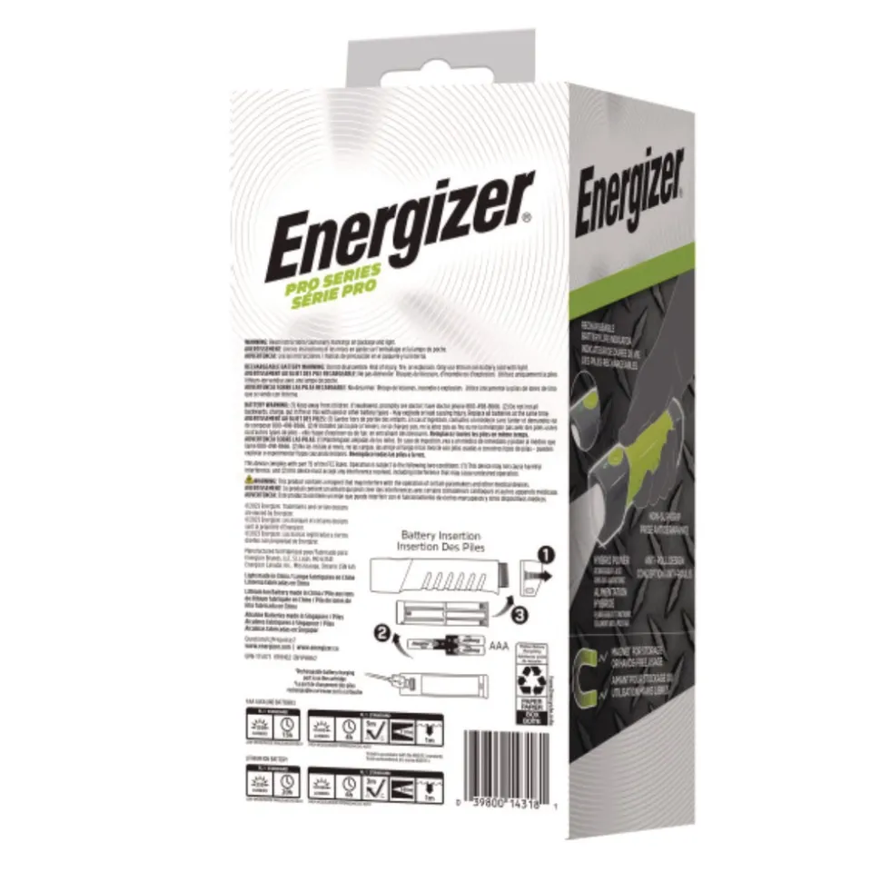 Energizer Rechargeable Lithium-Ion Pro Series Handheld High CRI Flashlight with 6 AAA Batteries - Gray/Green