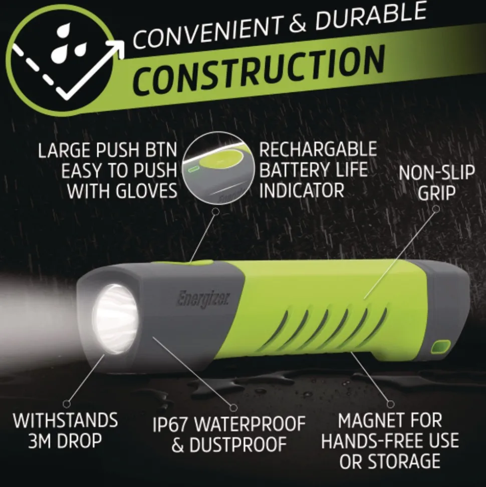 Energizer Rechargeable Lithium-Ion Pro Series Handheld High CRI Flashlight with 6 AAA Batteries - Gray/Green