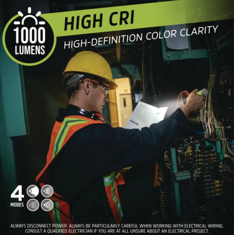 Energizer Rechargeable Lithium-Ion Pro Series Handheld High CRI Flashlight with 6 AAA Batteries - Gray/Green