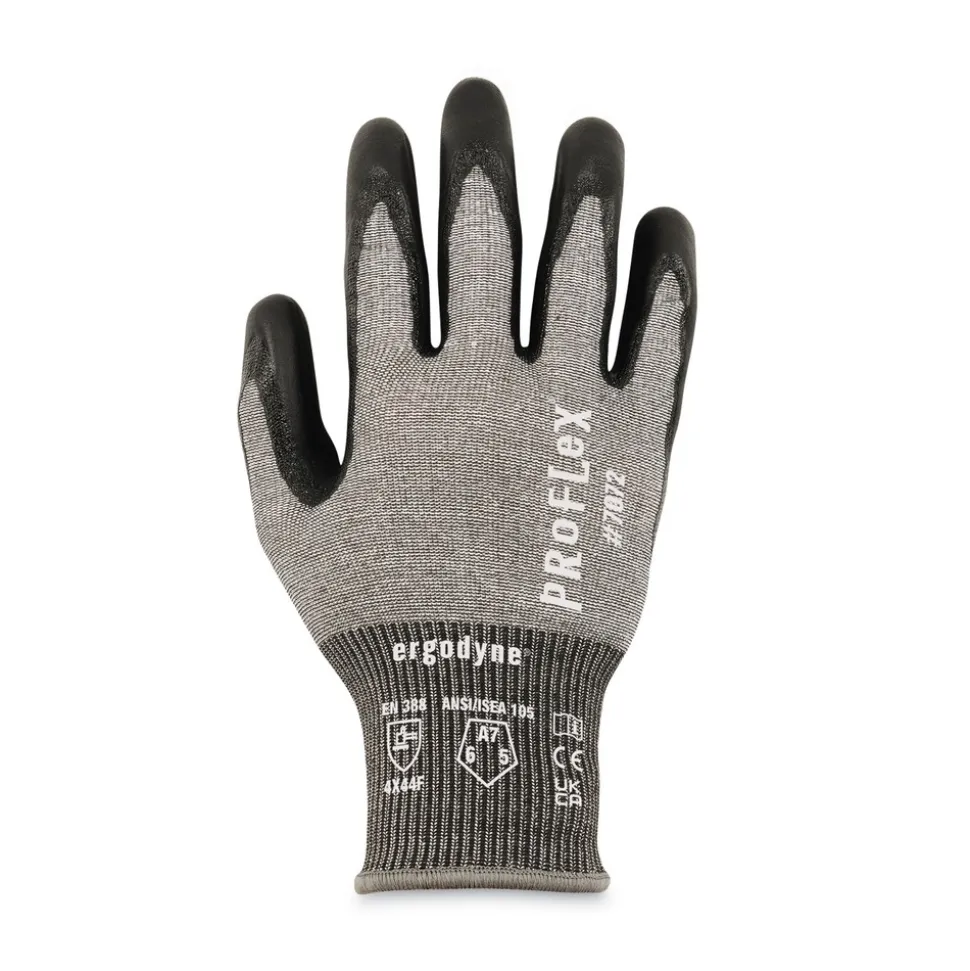 Ergodyne 10302 ProFlex 7072 ANSI A7 Nitrile-Coated CR Gloves, Gray, Small, 12 Pairs/Pack