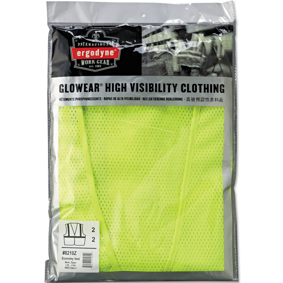 Ergodyne GloWear 8210Z Class 2 Polyester Mesh Economy Vest - Large to X-Large/Lime
