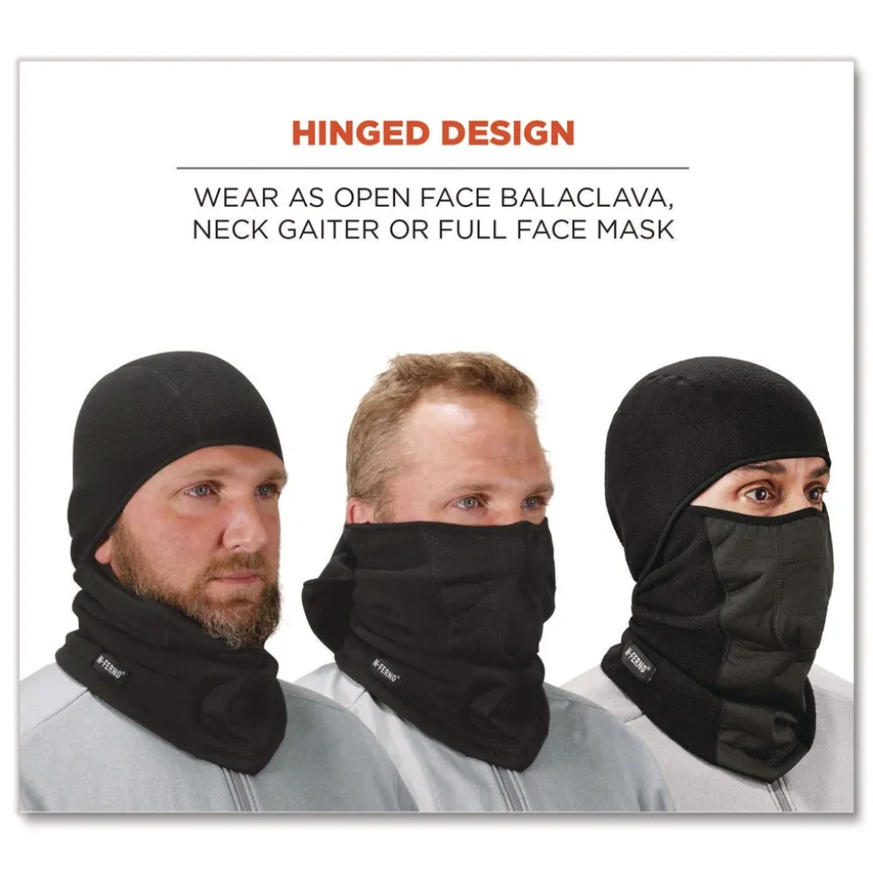 Ergodyne N-Ferno 6823 One Size Fits Most Fleece Hinged Balaclava Face Mask - Black