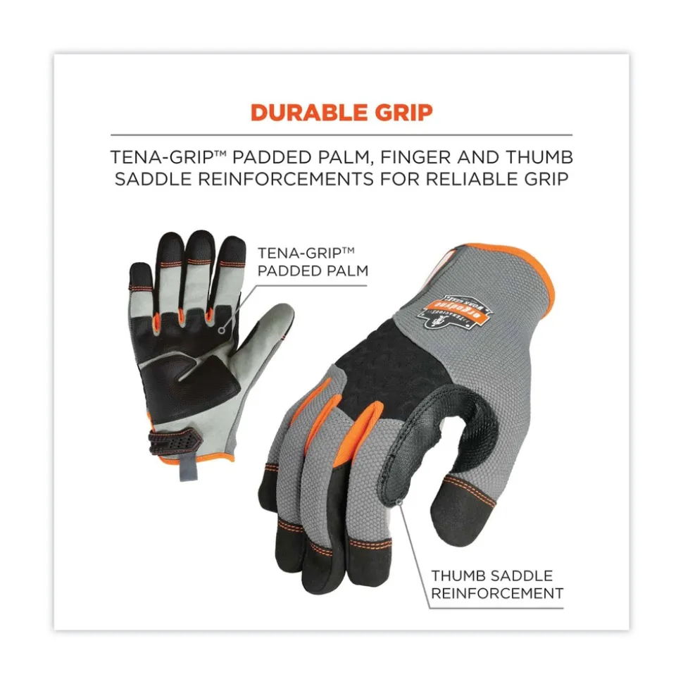 Ergodyne ProFlex 710 9 in. Long Heavy-Duty Mechanics Gloves - Small Gray (1-Pair)