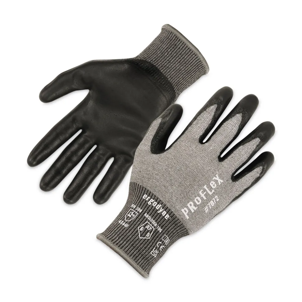 Ergodyne ProFlex 7072 ANSI A7 Nitrile-Coated CR Gloves, Gray, X-Large, 12/Pairs/Pack