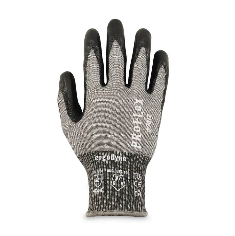Ergodyne ProFlex 7072 ANSI A7 Nitrile-Coated CR Gloves, Gray, X-Large, 12/Pairs/Pack