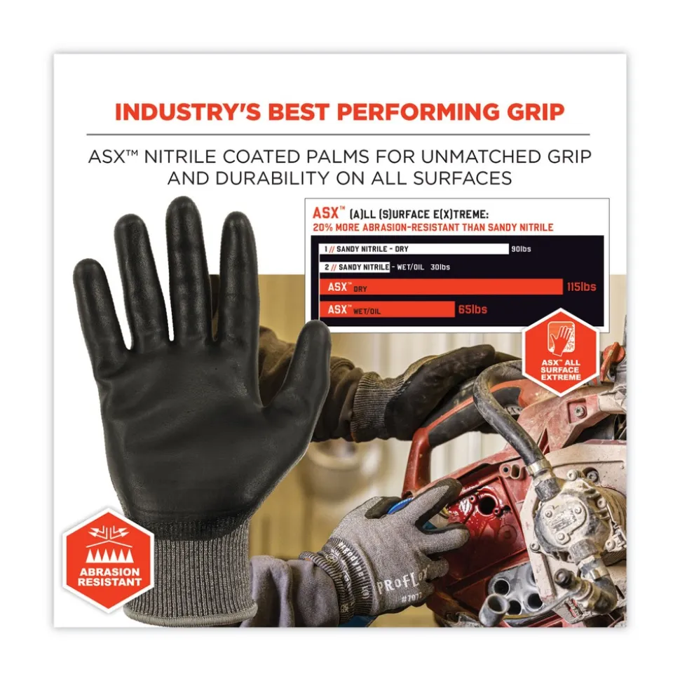 Ergodyne ProFlex 7072 ANSI A7 Nitrile-Coated CR Gloves, Gray, X-Large, 12/Pairs/Pack