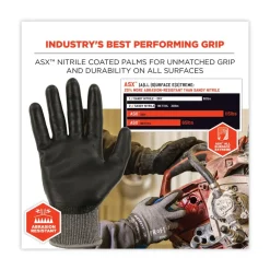 Ergodyne ProFlex 7072 ANSI A7 Nitrile-Coated CR Gloves, Gray, Large, 12 Pairs/Pack