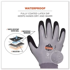 Ergodyne ProFlex 7501 Coated Waterproof Winter Gloves - 2X-Large Gray (1-Pair)