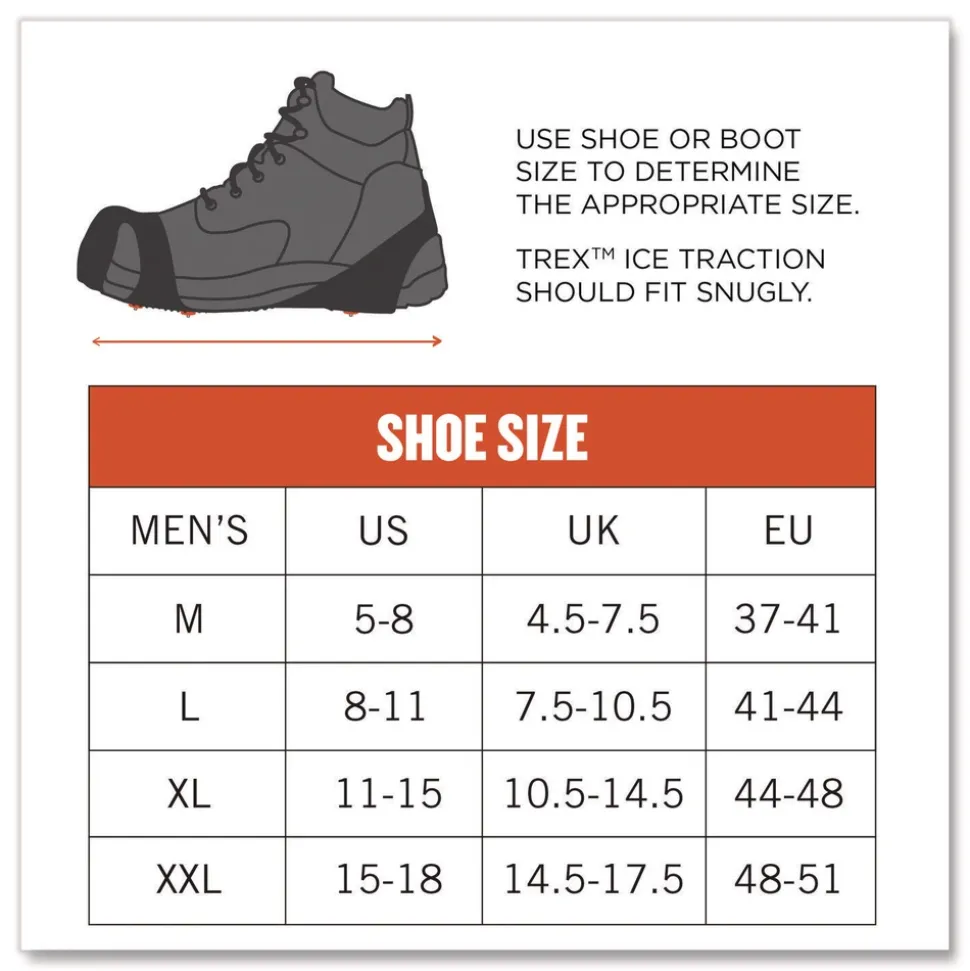 Ergodyne Trex 6300 One Piece Slip-on Ice Cleats - Large Black (1-Pair)
