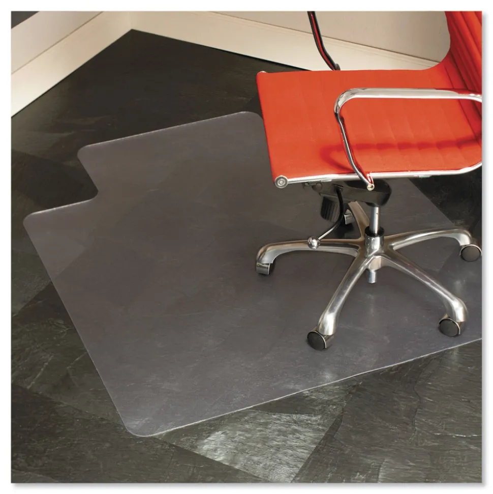 ES Robbins 45 x 53 EverLife Heavy Use Rectangular Chair Mat with Lip for Hard Floors - Clear