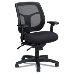 Eurotech 18.9 in. to 22.4 in. Seat Height Apollo Multi-Function Mesh Task Chair Supports Up to 250 lbs. - Silver Seat/Back, Black Base