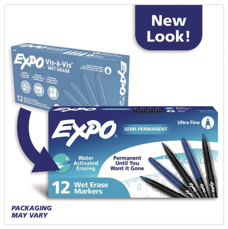EXPO Fine Bullet Tip Wet Erase Marker - Blue (1-Dozen)
