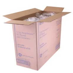 Fabri-Kal 000000000009501032 4.6 in. Diameter x 2.3 in. 12 oz. Recycleware Round Plastic Deli Container - Clear (500/Carton)