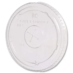 Fabri-Kal Greenware X-Slot Sugarcane Cold Drink Lids, Fits 16 oz/18 oz/24 oz Cold Cups - Clear (1000/Carton)