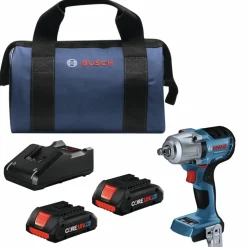 Factory Reconditioned Bosch 18V Lithium-Ion Brushless Connected-Ready 1/2 in. Cordless Mid-Torque Impact Wrench Kit with Friction Ring and Thru-Hole (4 Ah)