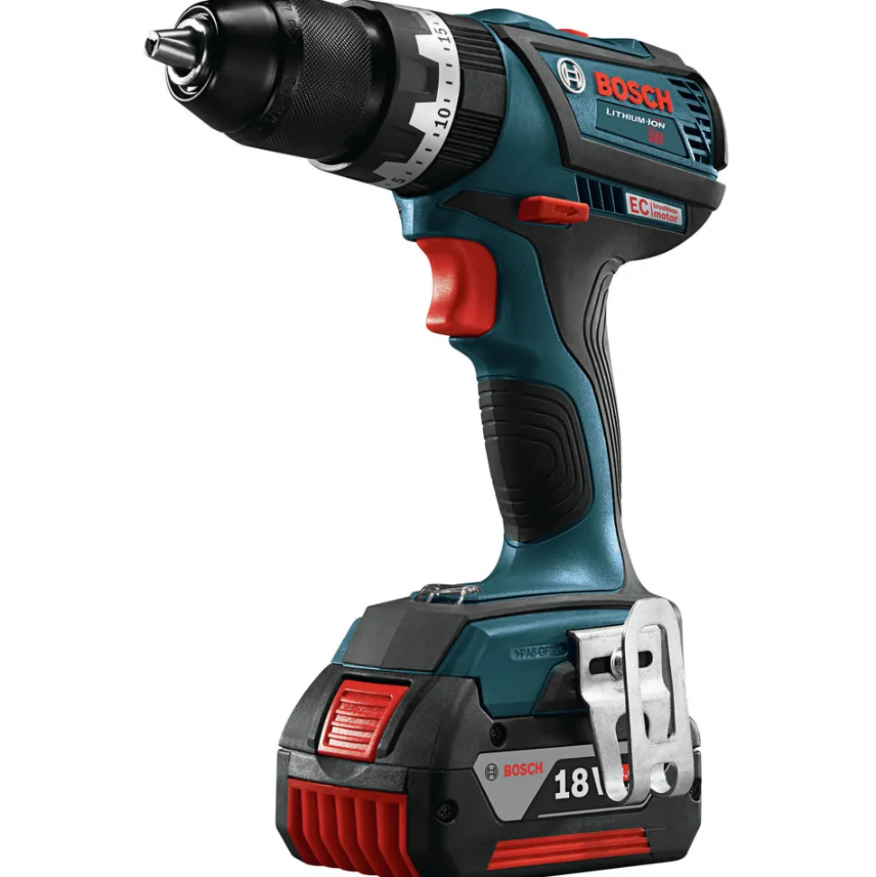 Factory Reconditioned Bosch 18V EC Brushless Lithium-Ion Compact Tough 1/2 in. Cordless Hammer Drill Driver Kit (4 Ah)