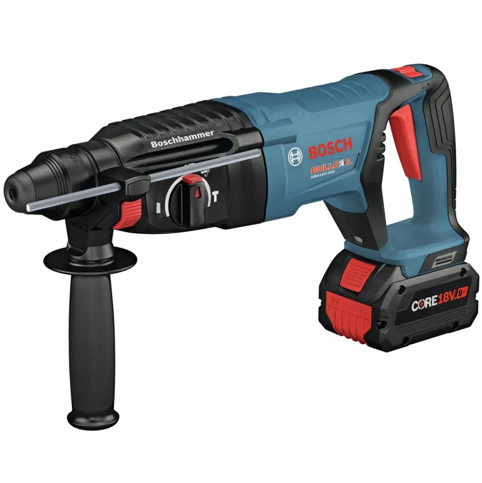 Factory Reconditioned Bosch 18V EC Brushless SDS-Plus Bulldog 1 in. Cordless Rotary Hammer Kit with (2) CORE18V 8 Ah High Power Batteries