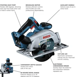 Factory Reconditioned Bosch 18V Brushless Lithium-Ion Blade-Right 6-1/2 in. Cordless Circular Saw (Tool Only)