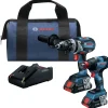 Factory Reconditioned Bosch 18V Brute Tough Connected-Ready EC Brushless Li-Ion 1/2 in. Cordless Hammer Drill Driver / 1/4 / 1/2 in. 2-In-1 Impact Driver Combo Kit (4 Ah)
