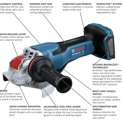 Factory Reconditioned Bosch 18V PROFACTOR Brushless Lithium-Ion 5 in. - 6 in. Cordless X-LOCK Angle Grinder with Paddle Switch (Tool Only)