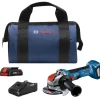 Factory Reconditioned Bosch 18V Lithium-Ion Brushless 4-1/2 in. Cordless X-LOCK Angle Grinder Kit (4 Ah)