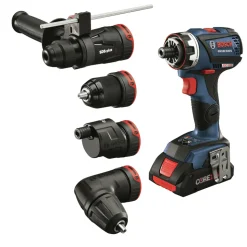 Factory Reconditioned Bosch 18V Lithium-Ion Brushless Cordless Drill Driver Kit with 5-In-1 Flexiclick System (4 Ah)